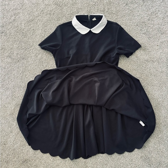 Floerns Doll Collar Short Dress L pleated elastic fabric & waist casual party - Picture 9 of 14
